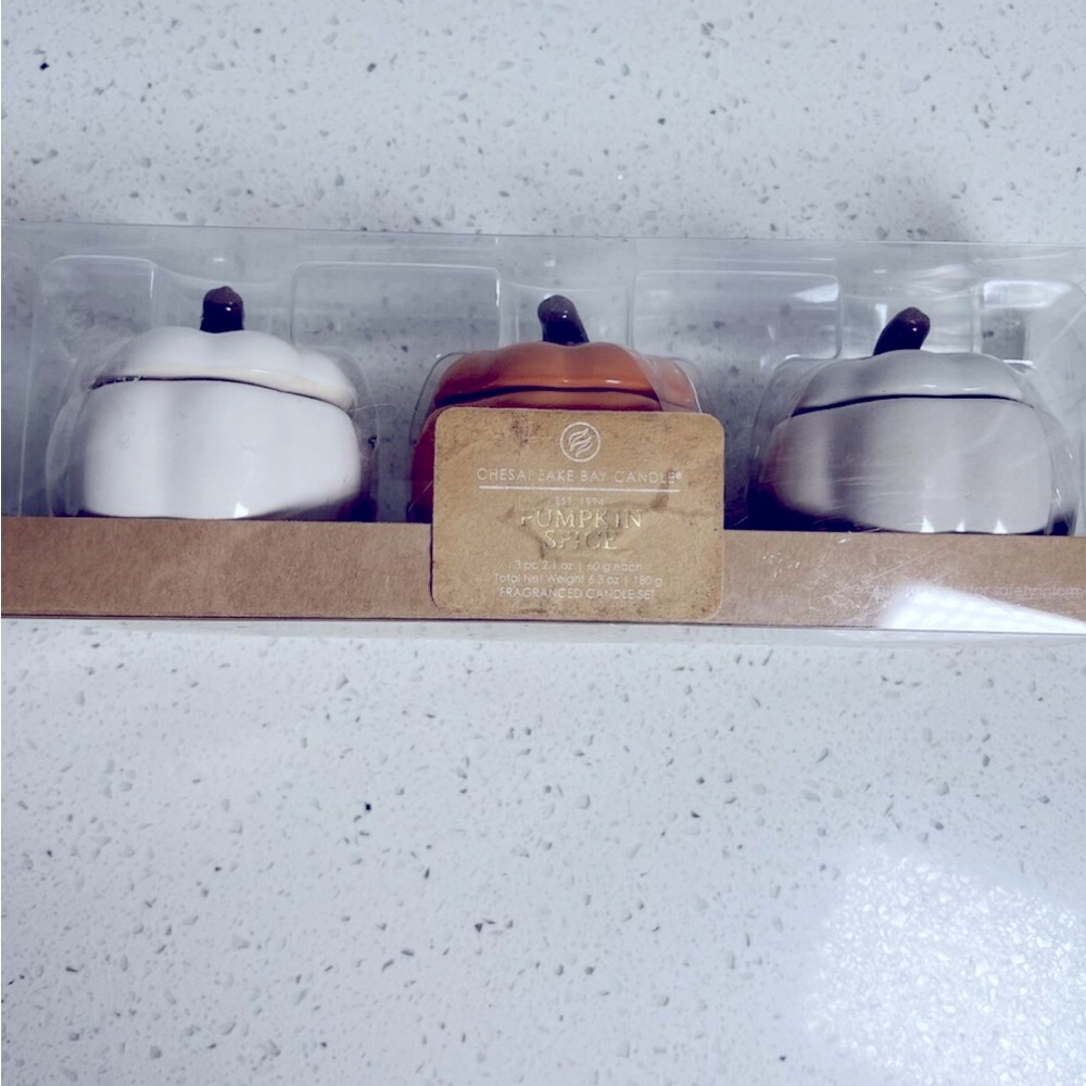 Chesapeake Bay Candle 3pc Pumpkin Spice Candle Set. - Picture 2 of 7